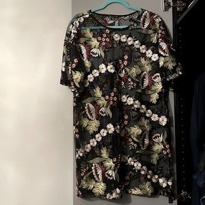 Beautiful Embroidered Zara sheer t-shirt dress.